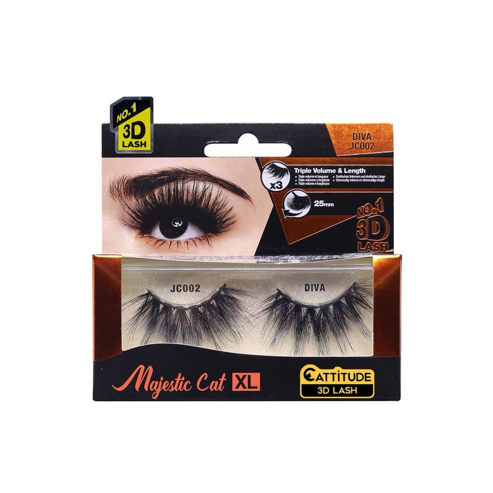 Cattitude 3D Lash Majestic Cat XL– Diva 25mm 3D Lashes Triple Volume Reusable